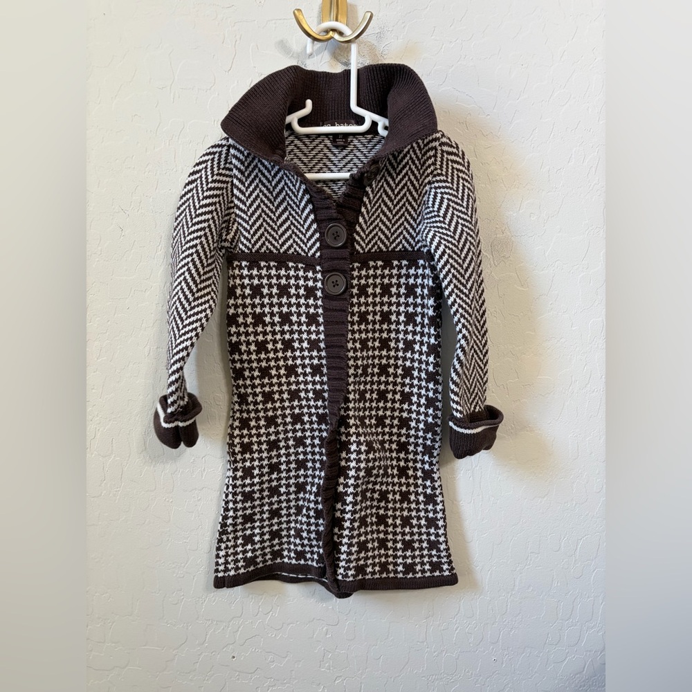 Bates Brown and White Knit Kids Dress Coat